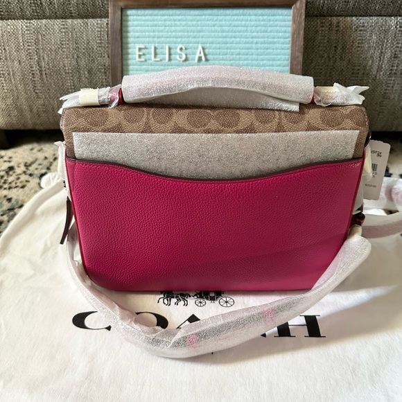 Coach Cassie Signature Block Tan/Pink/Red - Picture 3 of 11
